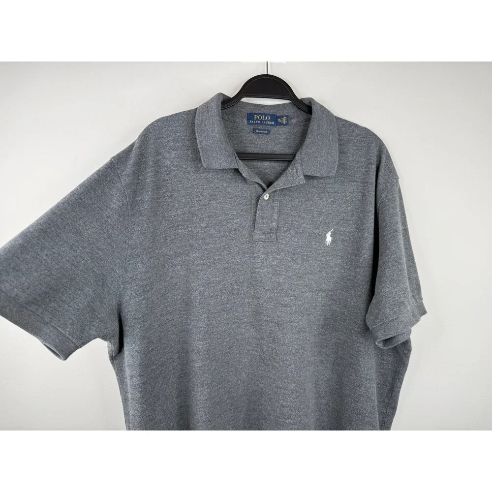 Polo Ralph Lauren Mens XXL Classic Fit Grey Short Sleeve Polo Shirt 100% Cotton